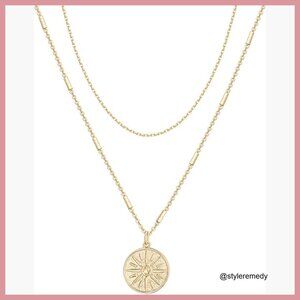 14K Gold Plated Layering Necklaces with Pendants